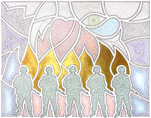 Toy Soldiers Toy Soldiers - Ink and gold paint on paper