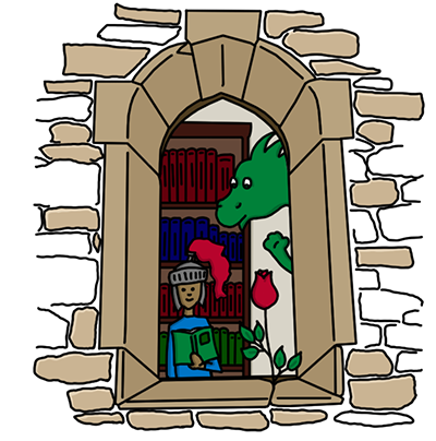 Sant Jordi NYC 2020 illustration Dragon and Sant Jordi Sant Jordi NYC 2020 - Illustration Dragon and Sant Jordi with books and a rose